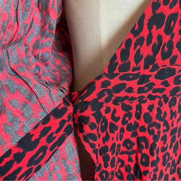 IRO Boina Animal Print Wrap Dress in Red and Black Size 34/XS - Picture 5 of 9